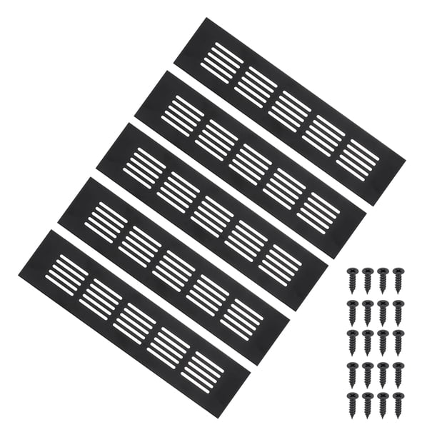 Cubierta de ventilación rectangular Uxcell 9"x2" 5pcs rejilla de puerta cubierta de ventilación con tornillos para gabinete negro
