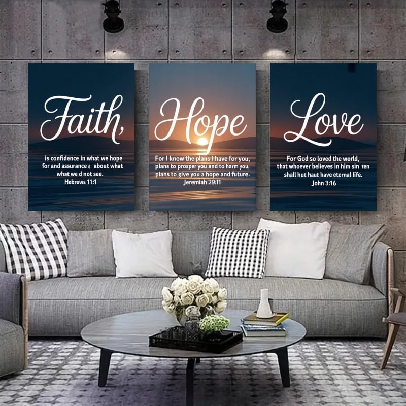 AatoeaX Blue Canvas Wall Art Living Room-Family Means Love Wall