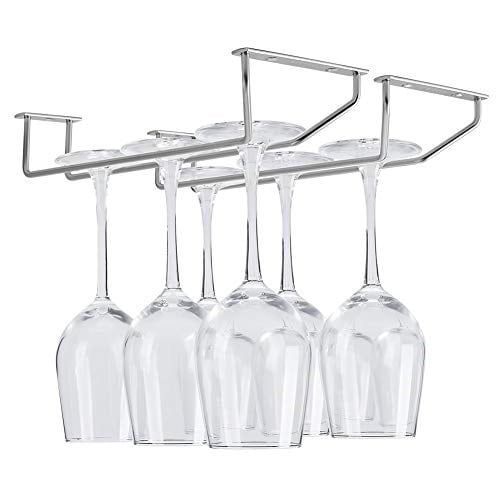 Defway Wine Glass Rack Under Cabinet Stemware Rack Glasses Storage Holder Metal Organizer For Bar Kitchen Walmart Com Walmart Com