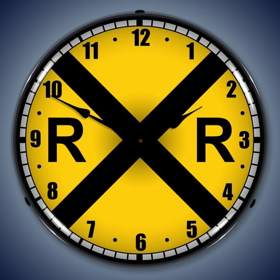 Railroad Crossing Wall Clock, Lighted