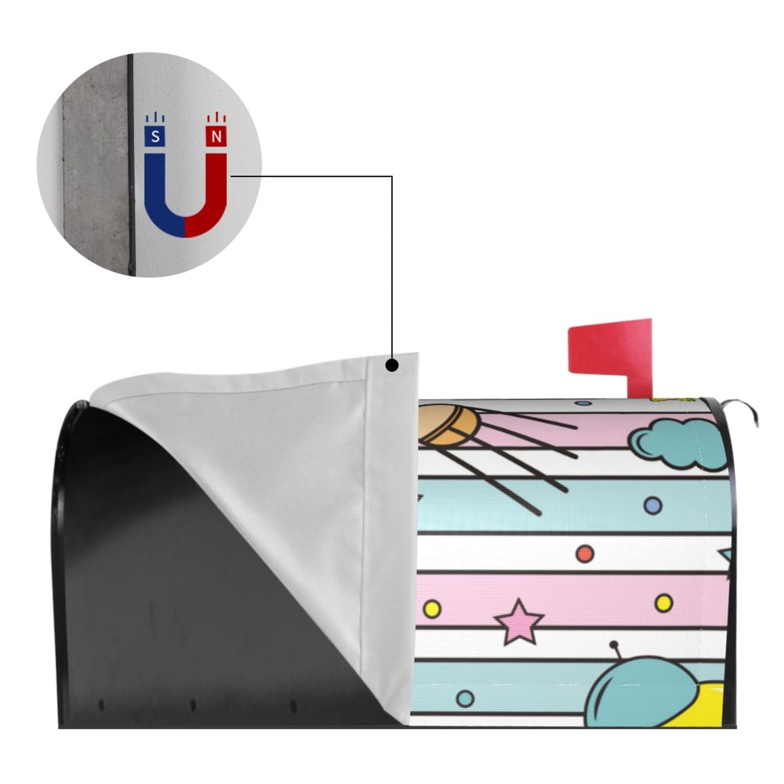 Xecao Space Doodle for Mailbox Cover with Magnetic Strips, Waterproof and Sunscreen, Adds a Decorative Touch to Your Garden Yard.