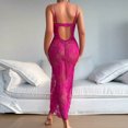 thumbnail image 7 of JSGEK Women Floral Lace Bodycon Midi Dress Spaghetti Strap Sheer Mesh Overlay Nightgown Lingerie Set for Special Occasion Pink L, 7 of 7