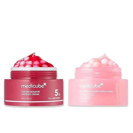 Dúo de cápsulas con ingredientes de tendencia de medicube: TXA + niacinamida y crema en cápsulas PDRN de ADN de salmón