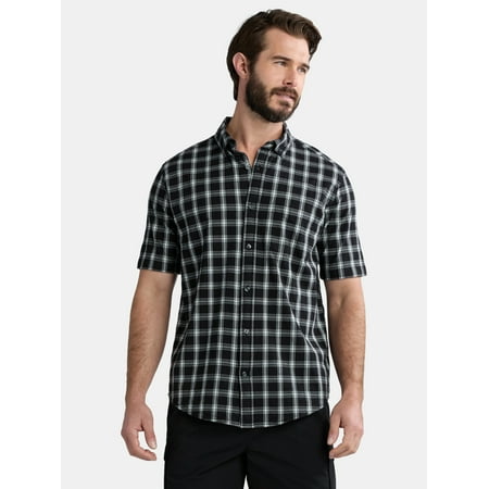 George Men's & Big Men's Short Sleeve Button-Up Poplin Shirt, Sizes S-3XL