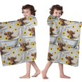 thumbnail image 4 of Gray Highland Cow Bathtub Sunflower Pattern Hooded Bath Towel，50"x30" for Ages 3 To 12 Kids, Quick Dry Lightweight Soft Microfiber Hood Beach Towel Cover Up for Kids, 4 of 7