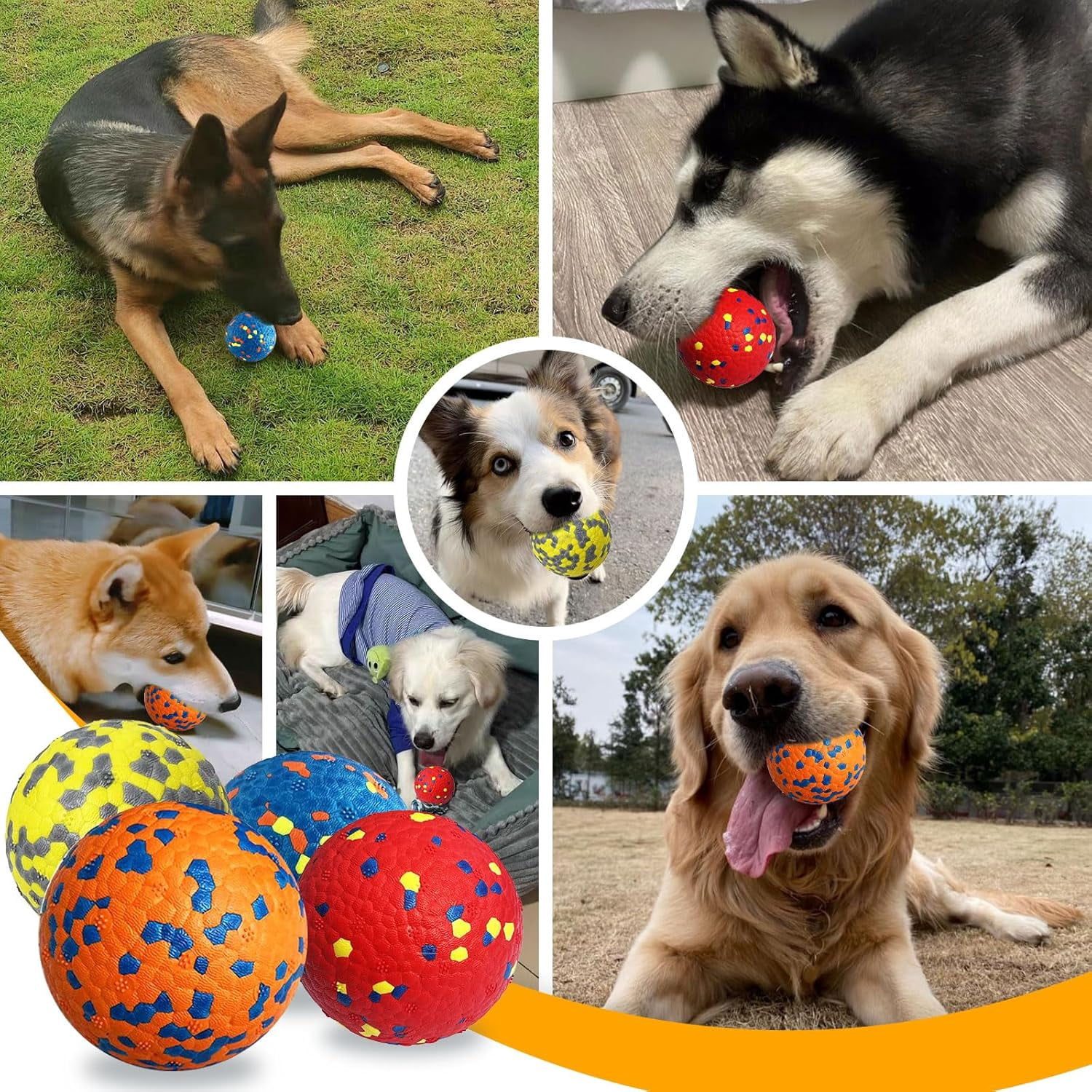 General 4 Pack Dog Balls Indestructible Dog Toys for Aggressive Chewers Durable Tough Tennis Balls Toys for Medium Large Dogs Outdoor Outside Fetching Toys for Big Dogs Chew Ball