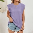 thumbnail image 2 of HBFAGFB Débardeurs pour Femmes Décontracté Été Col Rond Sans Manches Simple Polyvalent Blouse Violet Taille TG, 2 of 8
