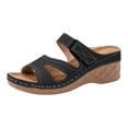 thumbnail image 4 of Modisza Orthopedic Slides Sandals for Women Open Toe Wedge Heeled Shoes Platform Arch Support Slip on Summer Slippers size 6 Black, 4 of 5