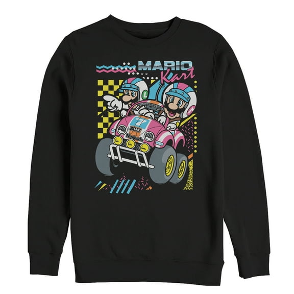 Men's Nintendo Mario Kart 90's Art Sweatshirt Black X Large
