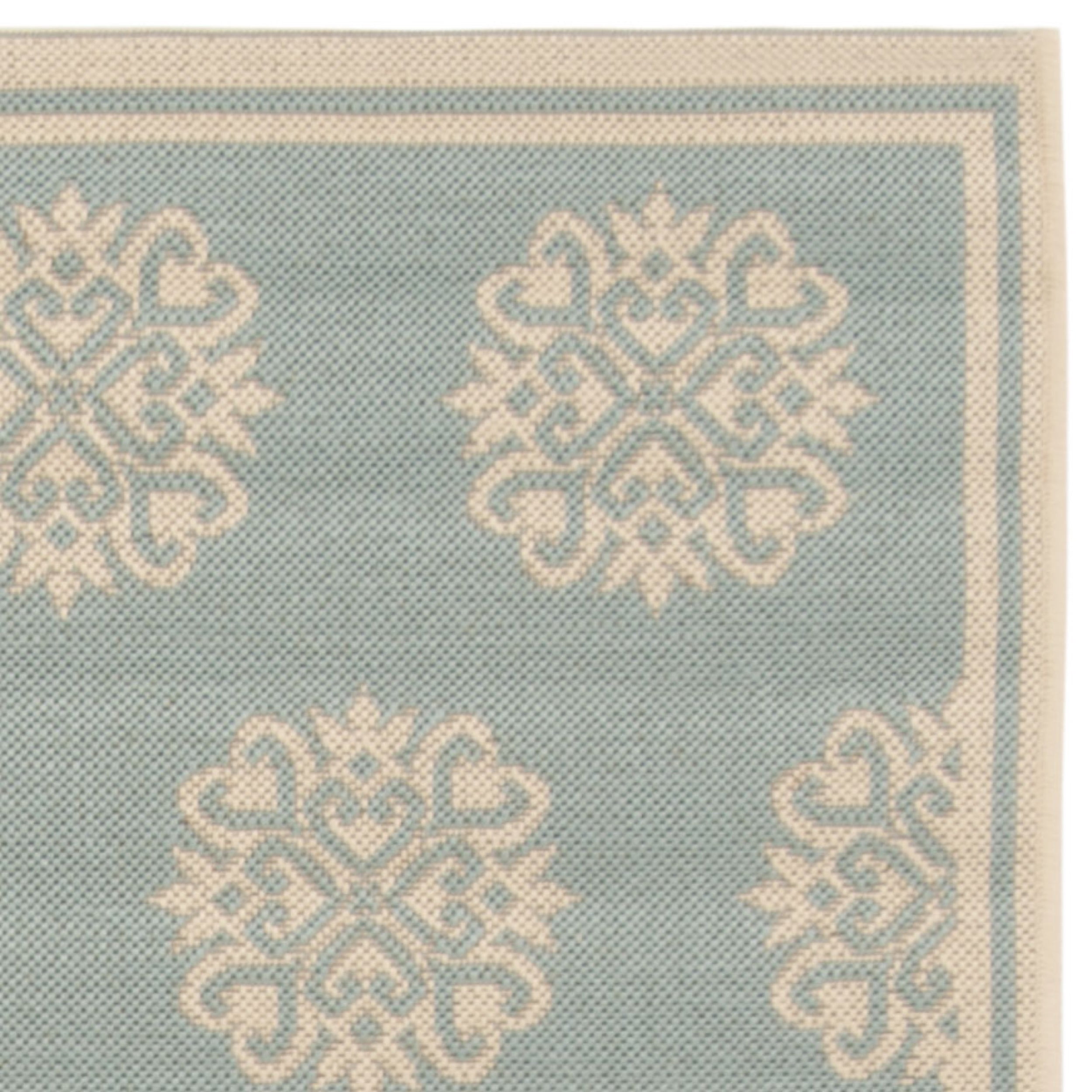 SAFAVIEH Outdoor LND181K Linden Collection Aqua / Cream Rug