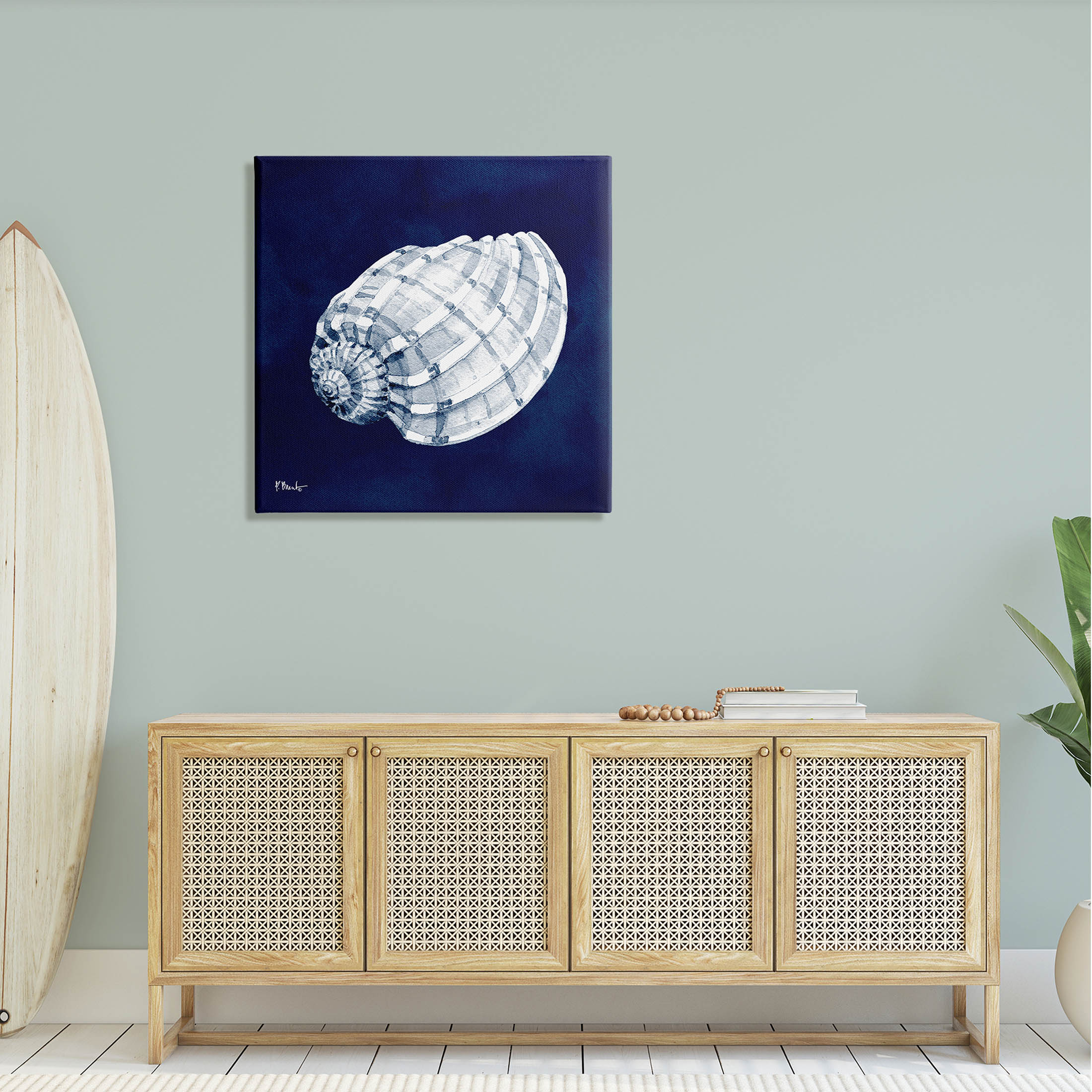 Stupell Industries Cyanotype Shells Coastal Illustration Graphic Art Gallery Wrapped Canvas Print Wall Art, Design by Paul Brent