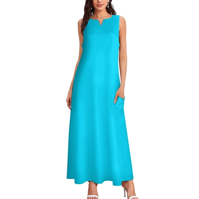 Neon Blue Long Dress wedding dresses for parties birthday dress for wom  wom's summer jumpsuit loose summer dress - Walmart.com