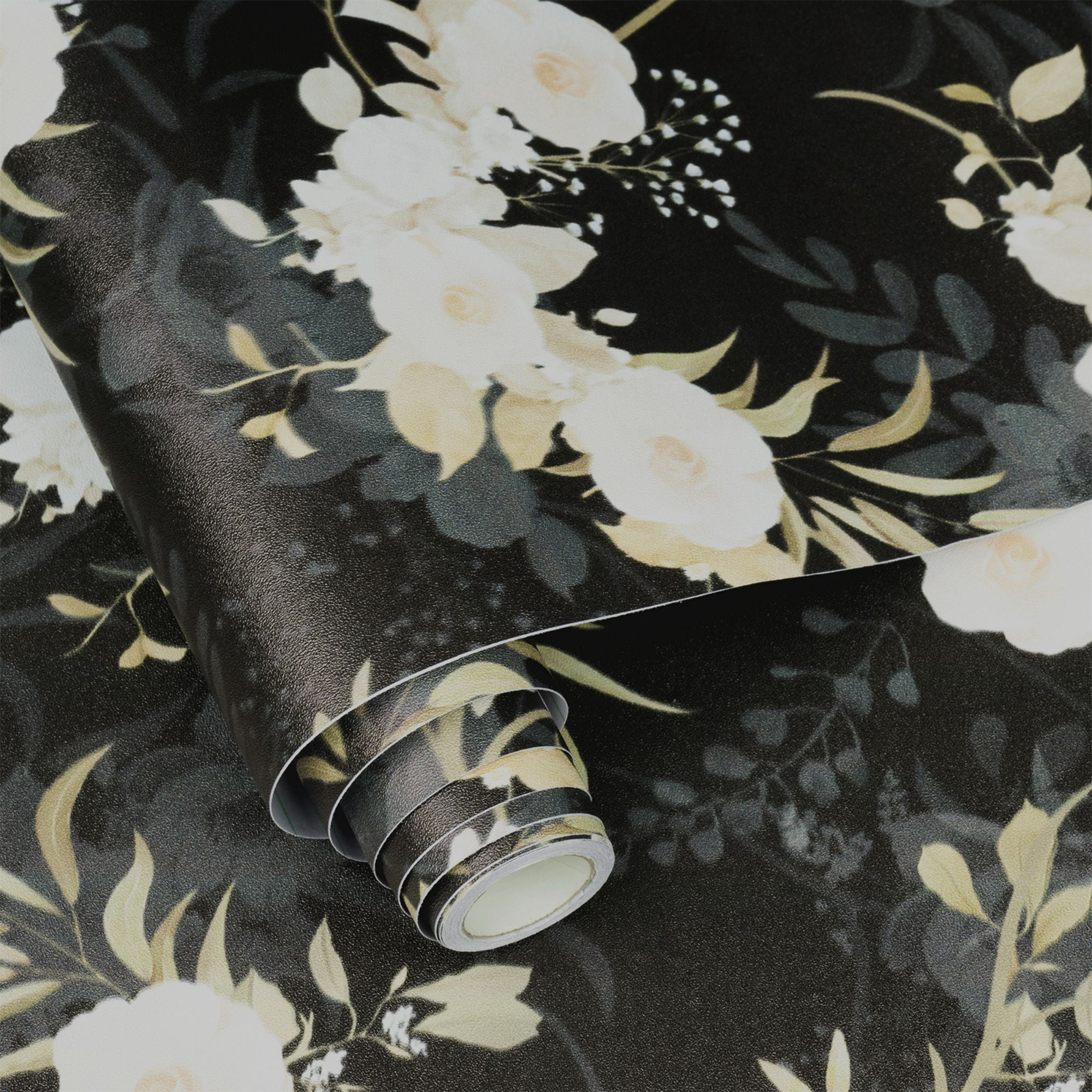 (3 pack) Abyssaly Peel and Stick Wallpaper 17.3"x 118" Black Green Floral Wallpaper Vinyl Removable Self-Adhesive Contact Paper for Home Decor Kitchen Bedroom Closets
