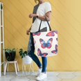 thumbnail image 4 of FORMRS Womens Canvas Tote Bag with Zipper Inner Pocket Shoulder Handbag, Blue Butterflies, 4 of 7