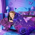 thumbnail image 3 of meiyoeat Purple Butterfly Rose Monogram A Full Size Comforter Sets,Neon Heart Initial Bedding Comforter Set For Girl,Black Reversible,3 Pieces,1 Comforter and 2 Pillowcases, 3 of 7