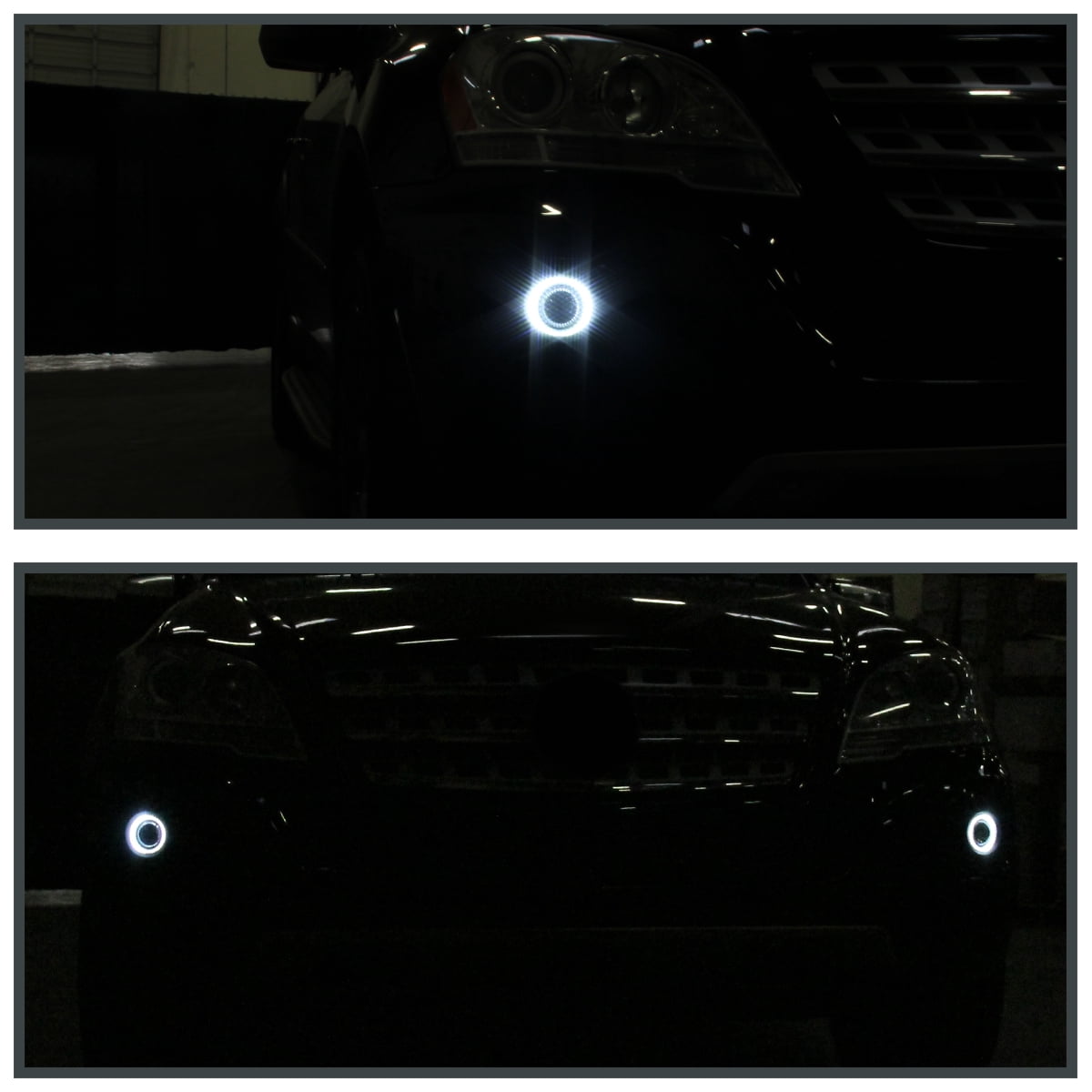 Spec-D Tuning Universal 3" Round White LED Halo Angel Eyes Bumper Driving Projector Fog Lights Left + Right Pair