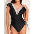 thumbnail image 5 of Yunliwuli Women's Monokini Swimsuit Summer Ruffle Sleeveless V Neck Bathing Suit Tummy Control Swimwear, 5 of 10