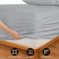 thumbnail image 3 of Royale Linens Extra Deep Pocket Queen Fitted Sheet Only - Soft Silver Queen Size Fitted Sheet Deep Pocket - Fits 18 inch to 24 inch Thick Mattress - Fitted Sheet Only - Elastic Sheet (Queen, Silver), 3 of 9