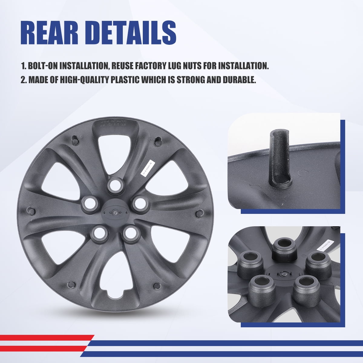 4Pcs 15 inch Hubcaps for Hyundai Elantra Sedan 2011-2016,Fit for Steel Wheel,Bolt-on Car Truck SUV Hub Cap,Lacquer