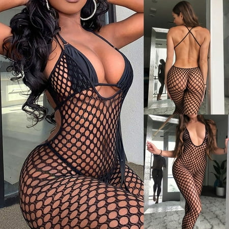 

Wodofoxo Promotion Ladies Fashion Net Yarn Lace Perspective Hollow Out Sexy Pearl Temptation Lingerie Underwear Rompers