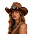 thumbnail image 3 of Large Cowboy Hat for Women,Wide Brim Felt Cowgirl Hat with Classic Hatband, 3 of 8