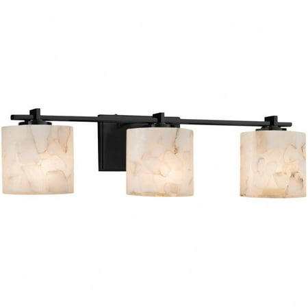 

Justice Design ALR-8443-30-MBLK Alabaster Rocks Era - 26.75 Inch Bath Bar with Oval Alabaster Resin Shade Matte Black Incandescent Brushed Brass Finish