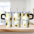 thumbnail image 2 of Sunflower 20oz Stainless Steel Tumbler with Handle and Straw – Insulated Travel Cup with Sliding Lid, 360° Full Wrap Printed Mug for Home, Outdoor & Sports Use, Foral, 2 of 6