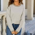 thumbnail image 2 of Tnhcen Women's Striped Knit Sweater Casual Round Neck Top Soft Acrylic Pullover Loose Fit Comfort Wear Warm Winter S-XL, 2 of 5