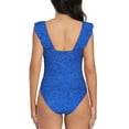 thumbnail image 6 of Yiaed Blue Glitter Print Women's Ruffled One Piece Swimsuit V Neck Swimwear Slimming Monokini for Woman-XX-Large, 6 of 8