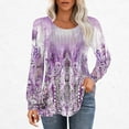 thumbnail image 2 of Drses Women's Puff Long Sleeve Tunic Tops Pleated Crew Neck Blouses Dressy Casual Loose Summer and Fall T-Shirts, 2 of 5