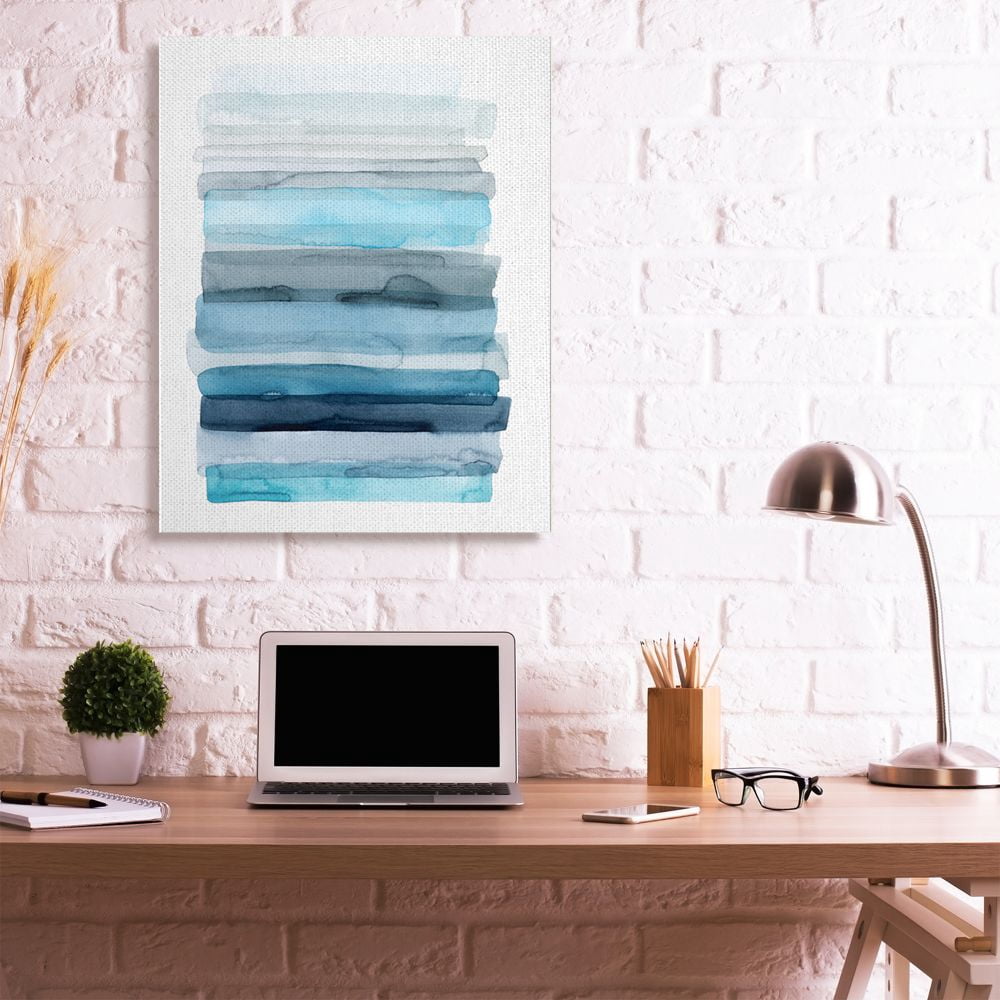 Stupell Industries Water Inspired Blue Grey Ombre Abstract Lines Canvas Wall Art Design by Grace Popp