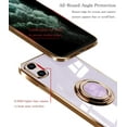 thumbnail image 4 of Compatible with iPhone Xs X Case [Magnetic Back] Slim Thin with Ring 360°Finger Stand Metal Electroplated Frame Full Body Shock-Absorption Bumper Soft Flexible Tup Mobile Covers-Purple, 4 of 16