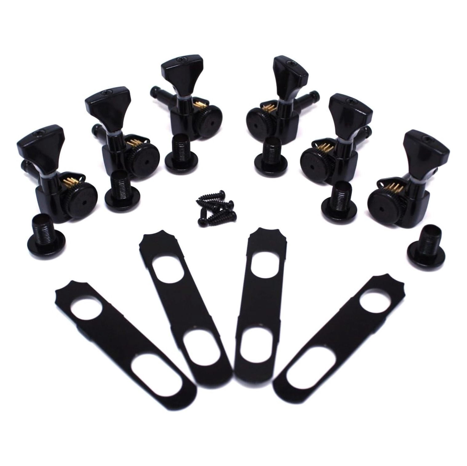 6GLO Grip-Lock Locking Guitar Tuning Machines 3+3 Black