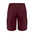 thumbnail image 7 of YLSDY Men's Corduroy Cargo Shorts Casual Elastic Waist Drawstring Lightweight Summer Beach Shorts with Pockets Red L, 7 of 7