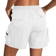 thumbnail image 5 of Cargo Shorts Women Baggy Y2K Summer Drawstring Elastic Waist Casual Wide Leg Bermuda Shorts with Pockets, L, 5 of 8