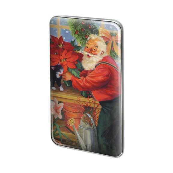 Christmas Holiday Santa in the Greenhouse Metal Rectangle Lapel Hat Pin Tie Tack Pinback