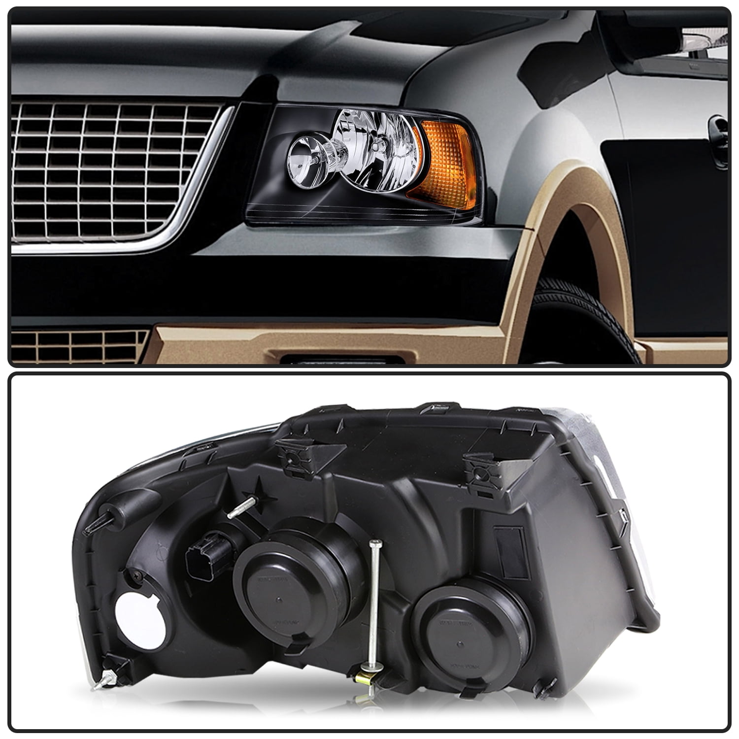 Pair W/Bulb Headlamp For 2003-2006 Ford Expedition Headlights Left & Right Side