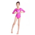 thumbnail image 5 of Mallas de gimnasia de una pieza de licra, de manga larga, metálicas brillantes, para niñas de Speerise, trajes de baile de ballet para niñas, 5 of 5
