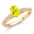 thumbnail image 2 of Gem Stone King 10K Yellow Gold Canary Mystic Topaz and White Lab Grown Diamond Engagement Ring for Women (0.98 Cttw, Oval 7X5MM, Gemstone Birthstone, Size 9), 2 of 4
