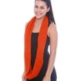 thumbnail image 3 of Winter Warm Knitted Large-Weave Infinity Scarf in Lightly Sequined Yarn, Orange, 3 of 3