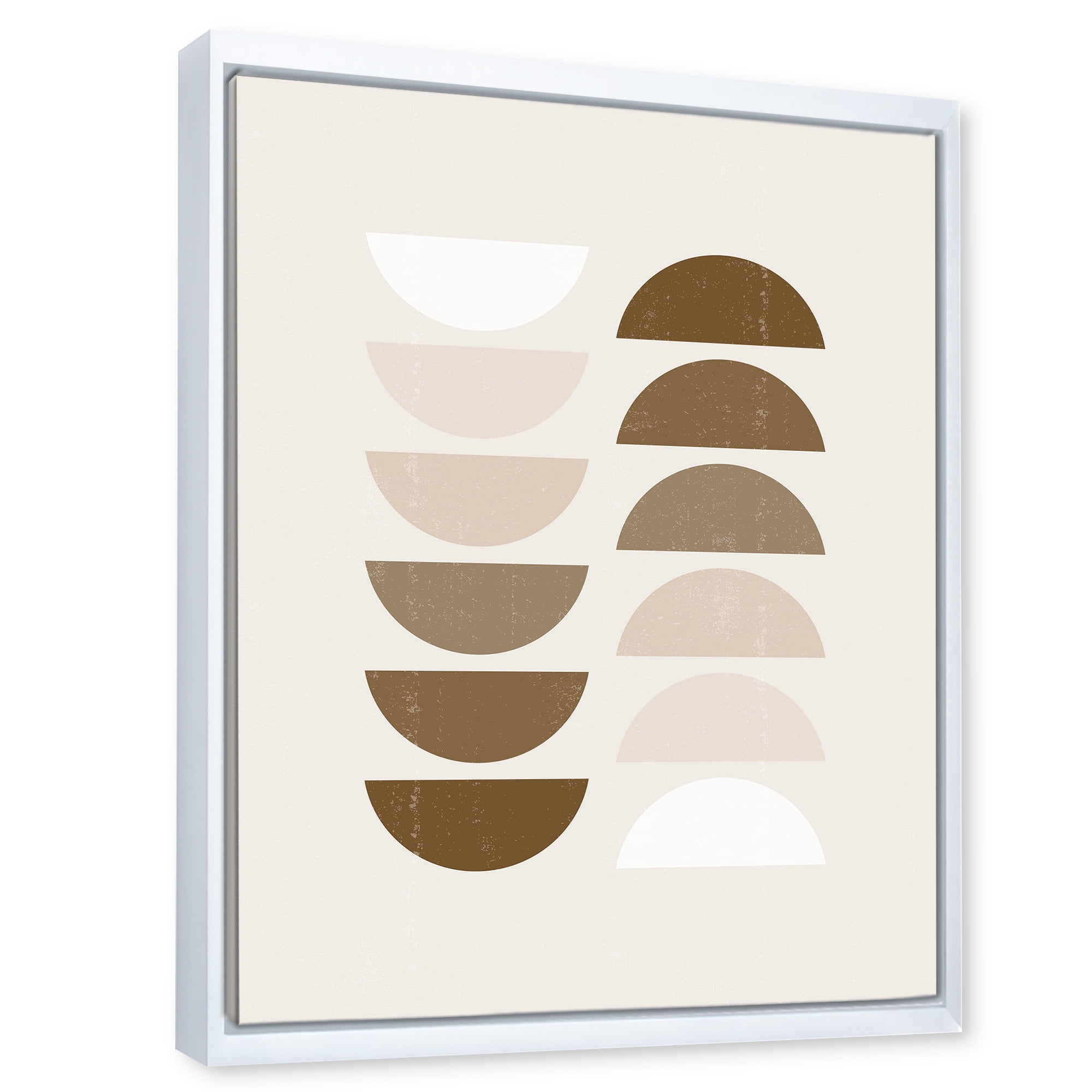 Designart 'Abstract Moon and Sun Geometrics In Terracotta II' Modern Framed Canvas Wall Art Print