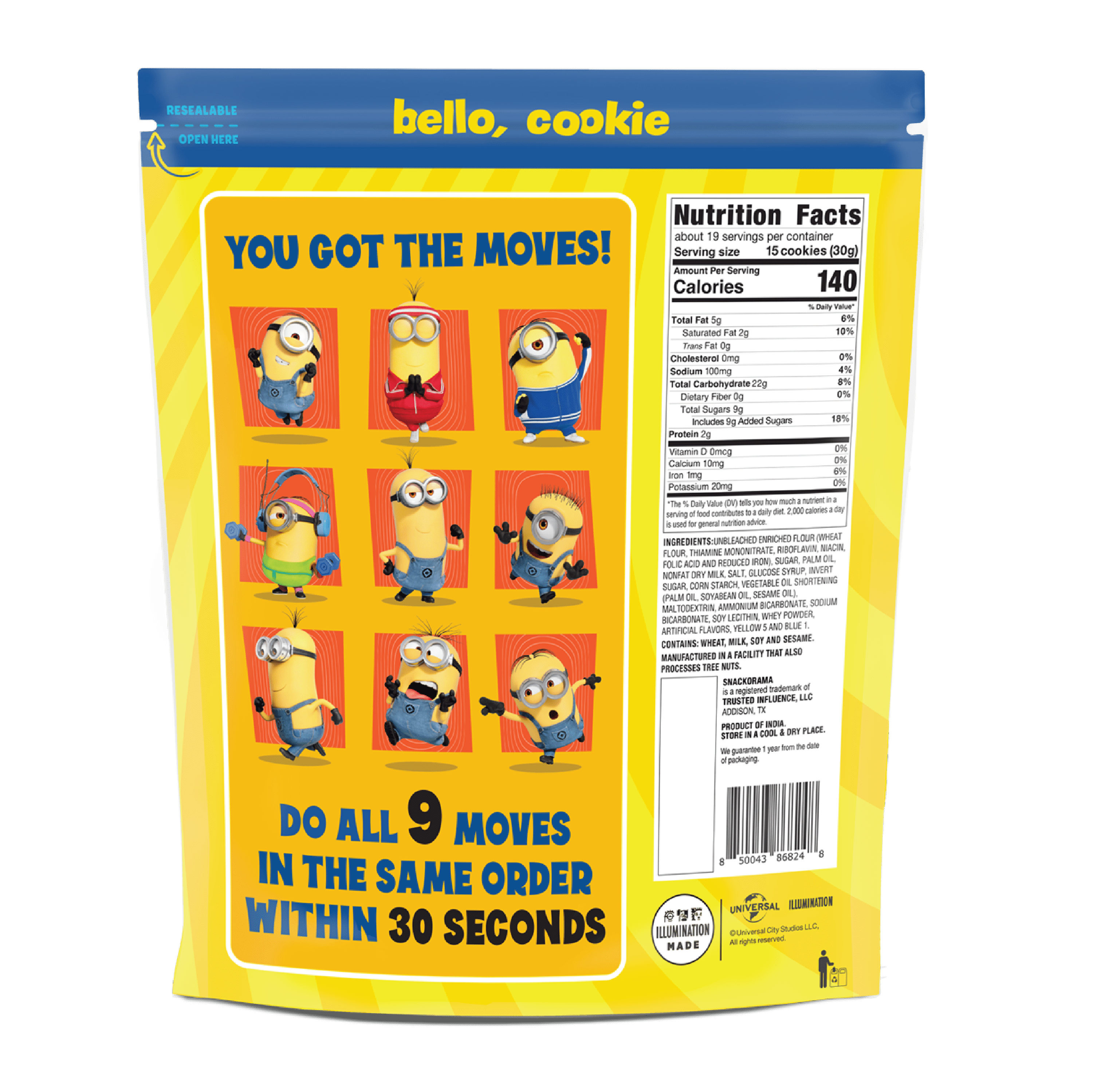 Snackorama Minions Sprinkle Blast Cookies, Vanilla Flavor with sprinkles, 20 oz Bag (Shelf-Stable)