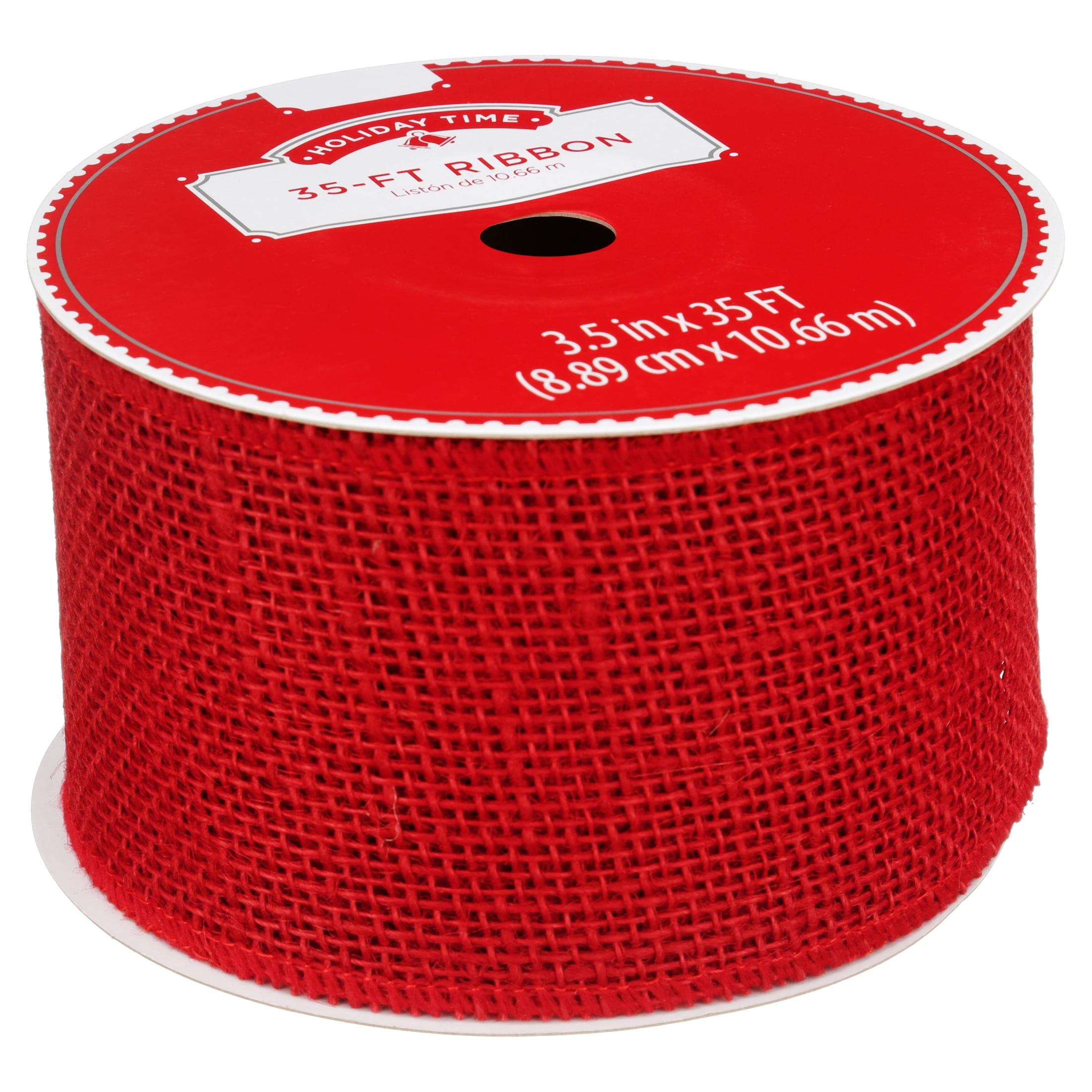 HOLIDAY TIME 35-FT RED BURLAP RIBBON 3.5 INCHES WIDE NEW