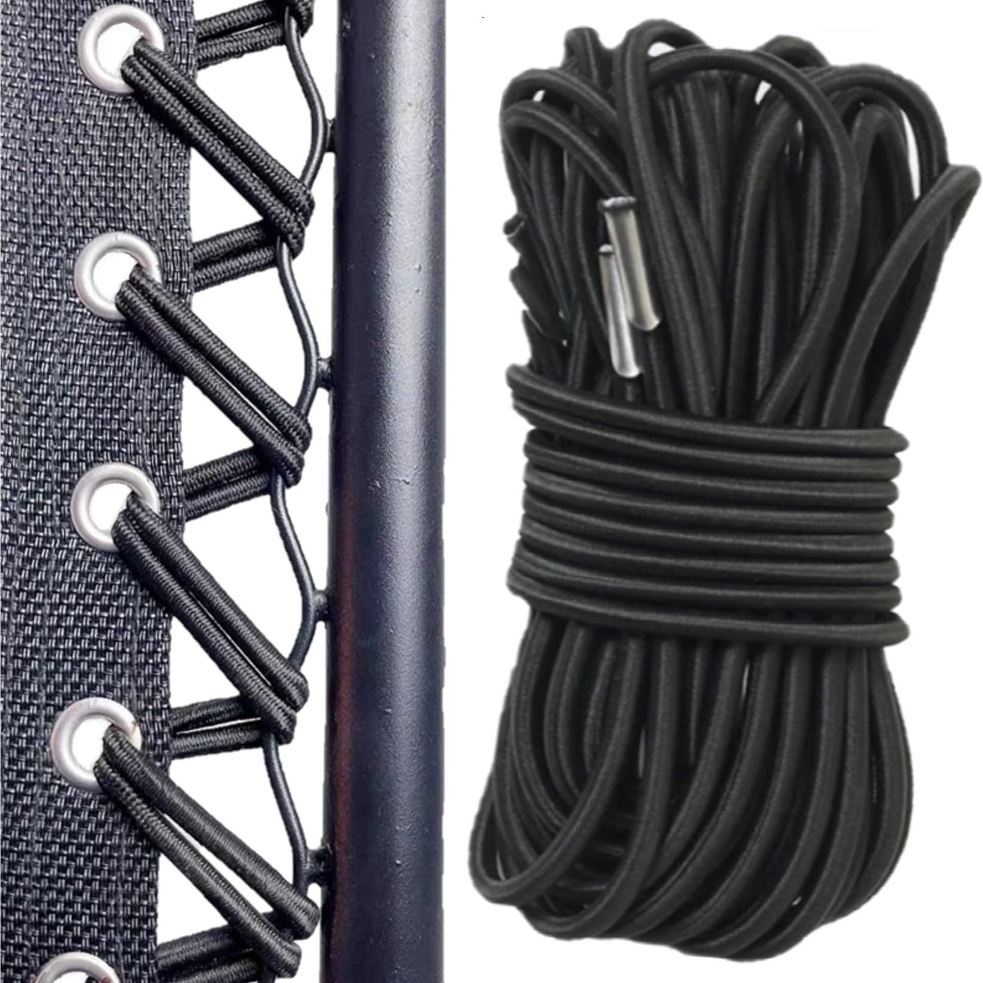4 Pack Zero Gravity Chair Elastic Rope Replacement, 2 Long & 2 Short Cords for Outdoor Recliner, Lawn, Beach Leisure Chair, Black