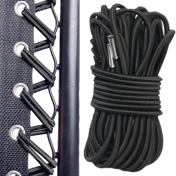 4 Pack Zero Gravity Chair Elastic Rope Replacement, 2 Long & 2 Short Cords for Outdoor Recliner, Lawn, Beach Leisure Chair, Black