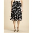 thumbnail image 4 of Moomaya Printed Layered Skirt For Women, Elastic Waist, Tiered Chiffon Midi Skirt, 4 of 8