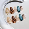 thumbnail image 3 of Uñas postizas adhesivas KTAABTR estampado leopardo, tamaño mediano ovalado, 24 piezas, 3 of 7