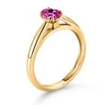 thumbnail image 3 of Gem Stone King 0.50 Ct Oval Pink Created Sapphire 10K Yellow Gold Solitaire Engagement Ring, 3 of 4