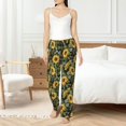 thumbnail image 4 of Salouo Sunflowers Print Women's Pajama Pants Casual Loose Sweatpants PJs Flowy Pants Drawstring Palazzo for Women Wide Leg Pants Lounge Pajama -Large, 4 of 8
