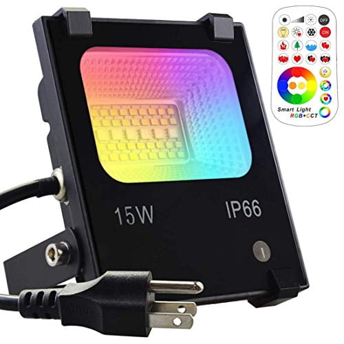 MELPO 15W LED Flood Light Outdoor, Color Changing RGB Floodlight with